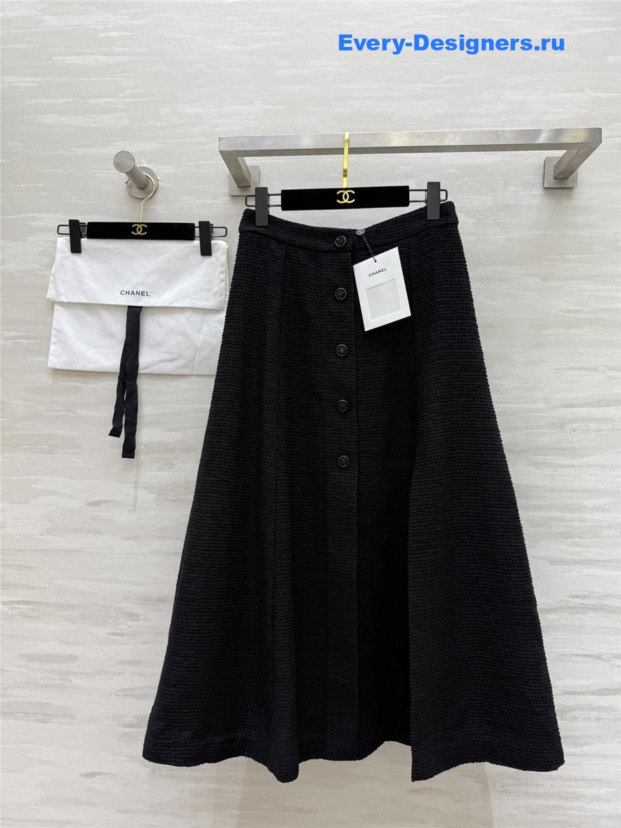 Ch**el black waffle jacquard skirt