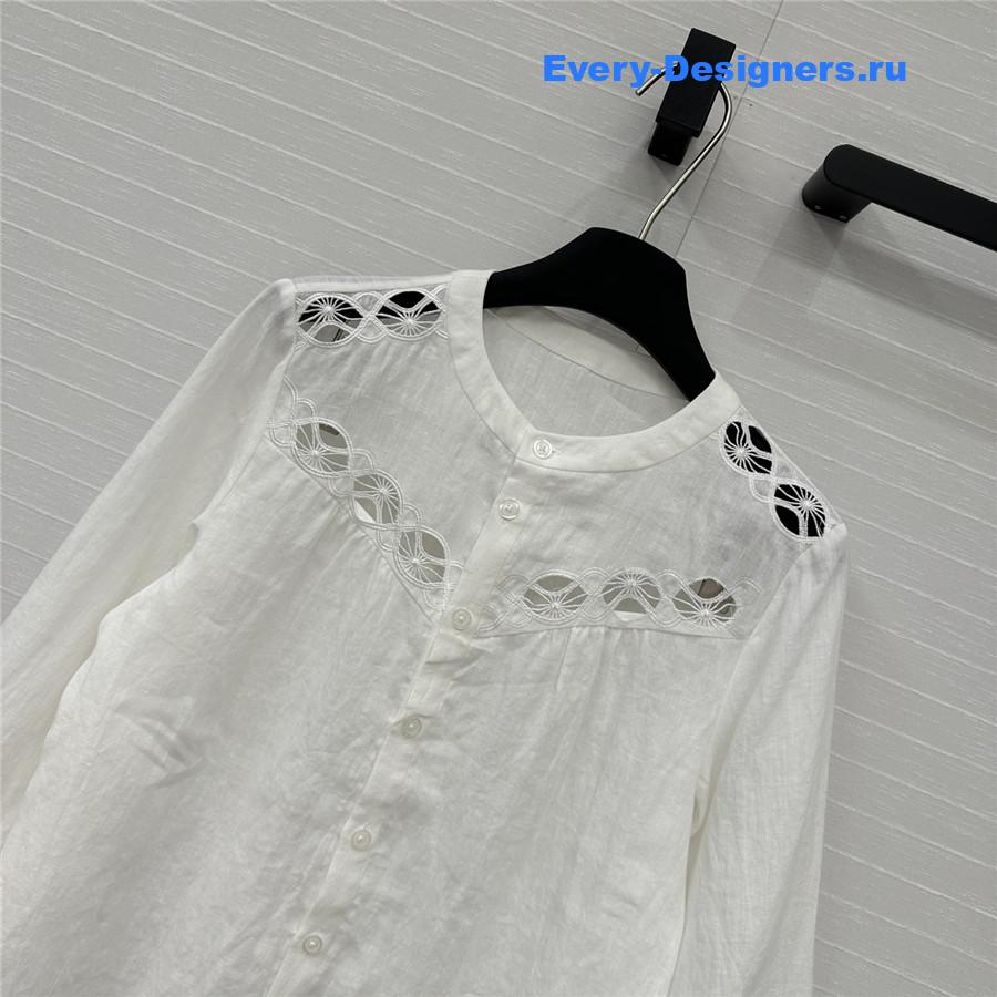 Chloe White Embroidered Linen Skirt