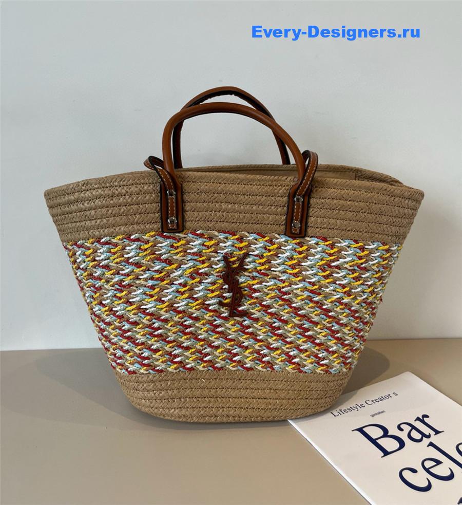 Sa1nt Lau*nt brown raffia tote woven bag
