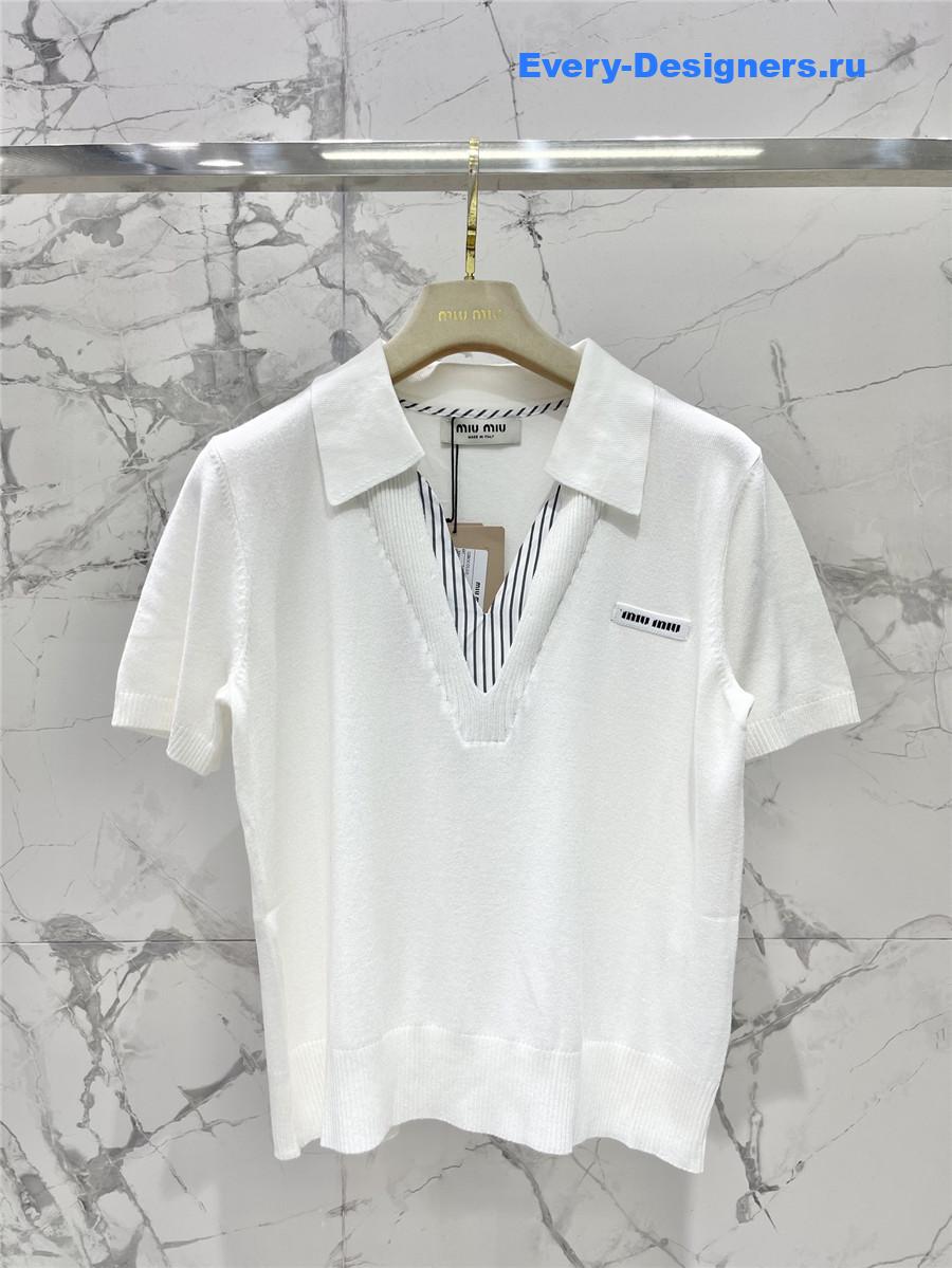 Miu Miu White Cotton Piqué Polo Shirt