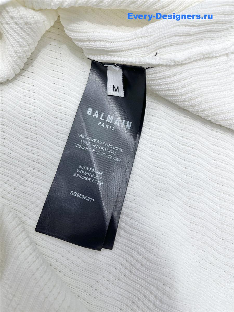 Balmain Pointelle Cardigan White