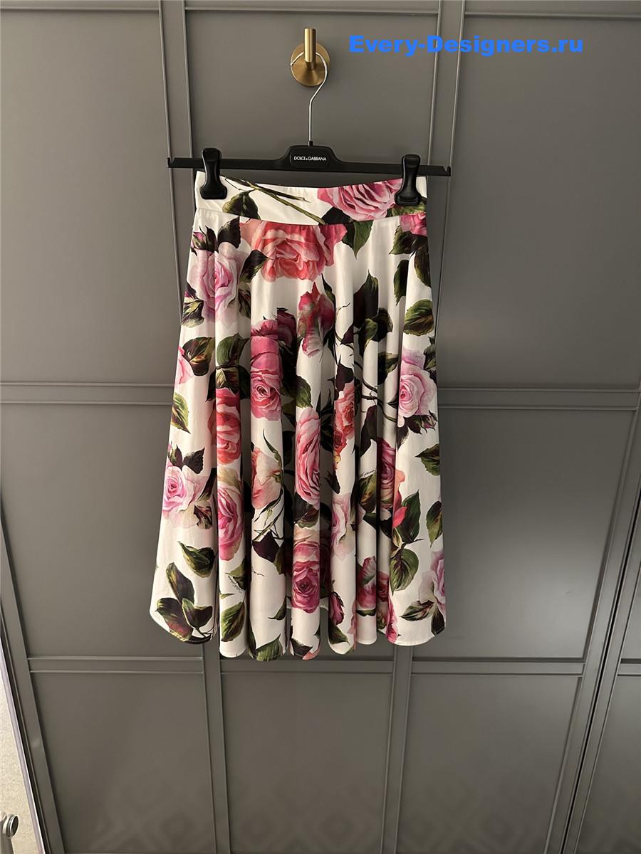 Dolce & Gabbana Rose-Print Skirt