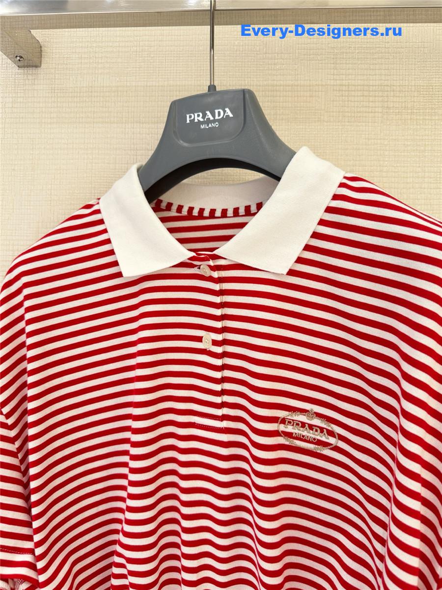 Pra*a red striped polo shirt