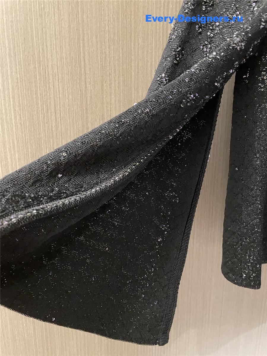 Ch**el black sequin crew neck cardigan