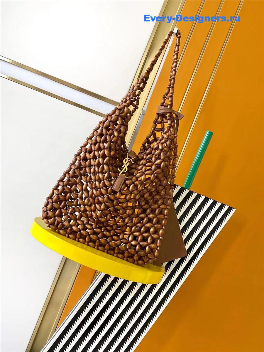 Sa1nt Lau*nt le 5 À 7 beaded wood hobo bag