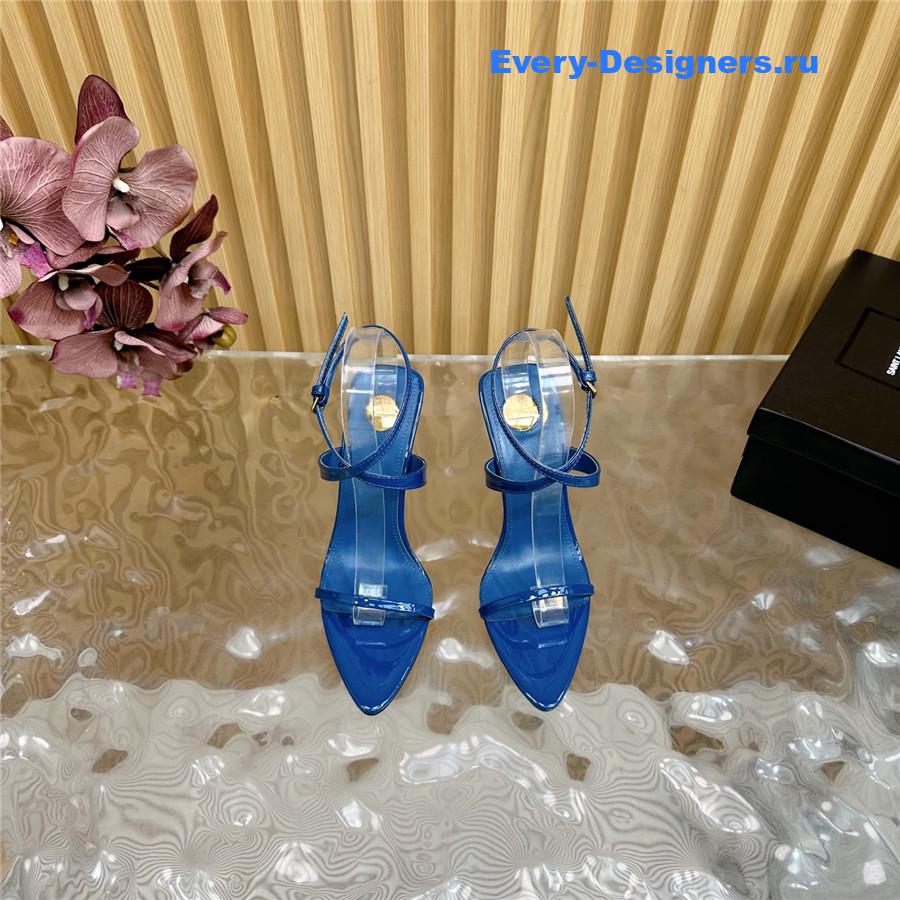 Sa1nt Lau*nt blue wedge sandals