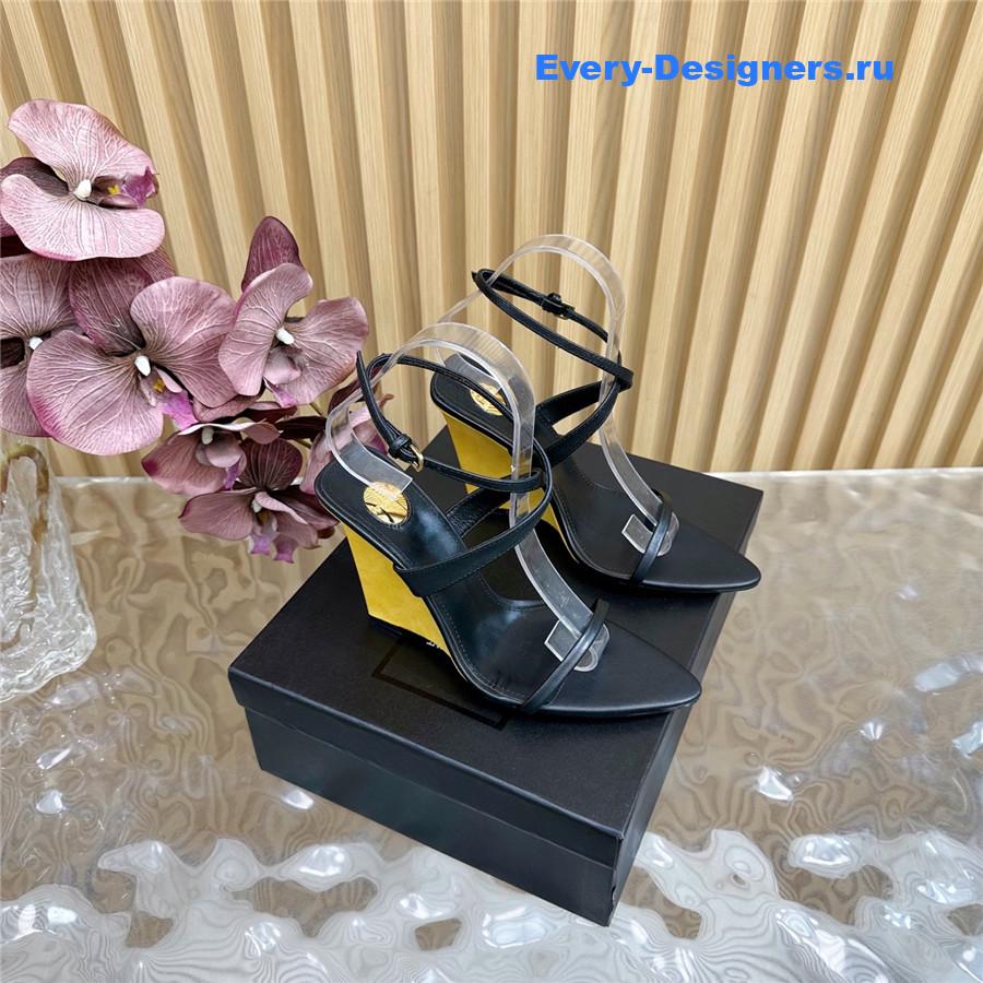 Sa1nt Lau*nt black wedge sandals