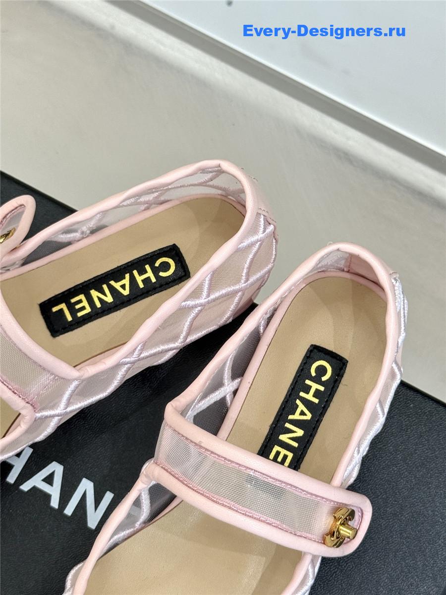 Ch**el pink mesh mary jane flats