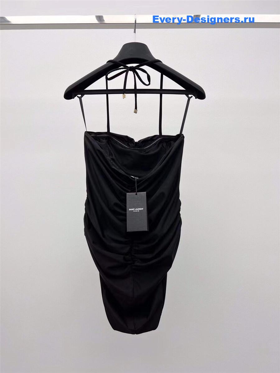 Sa1nt Lau*nt black halter one-piece swimwear