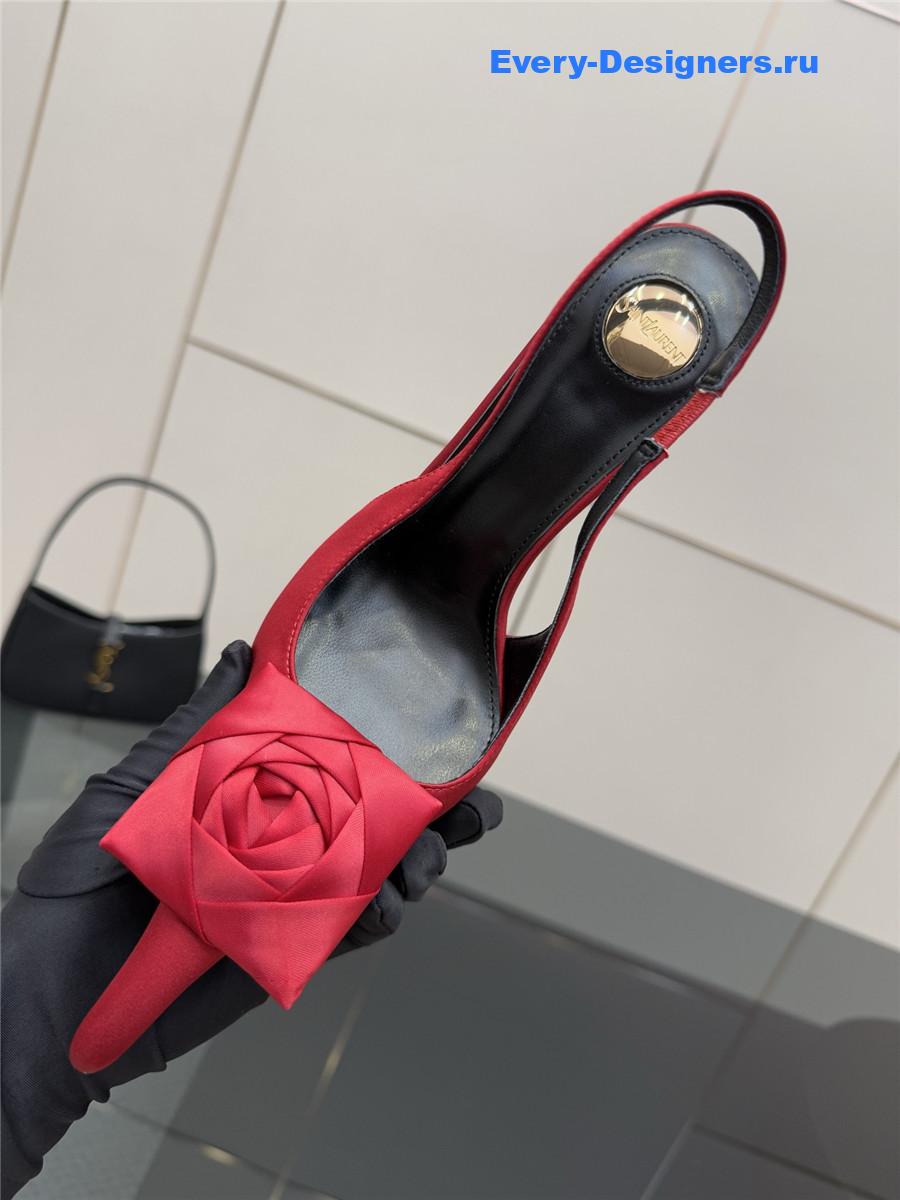 Sa1nt Lau*nt floral slingback pumps in red