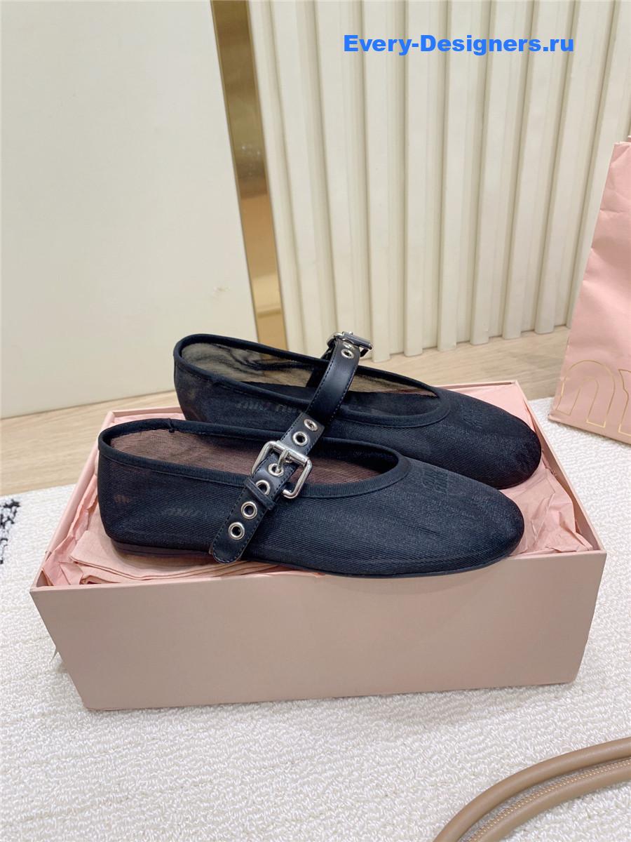 Miu Miu Black Mesh Ballerinas