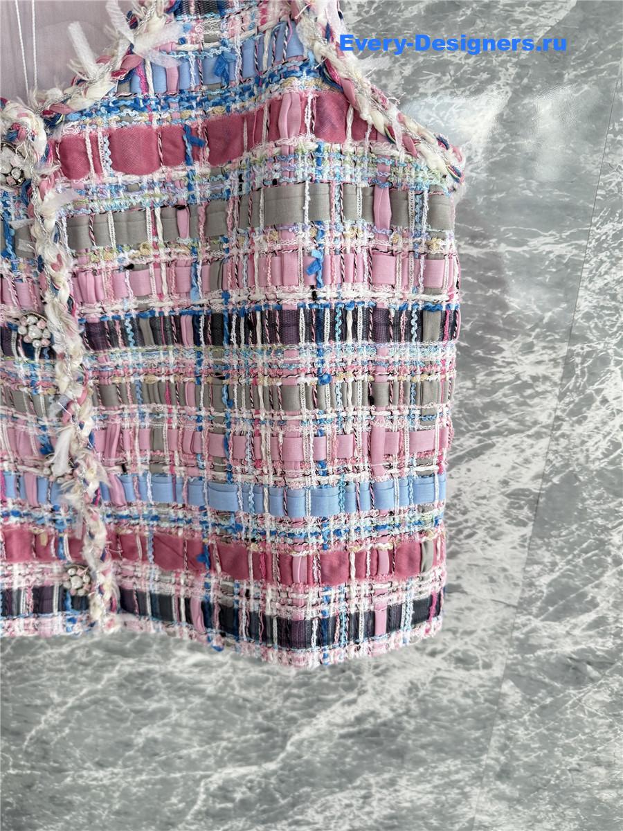 Ch**el pink cotton & silk tweed vest