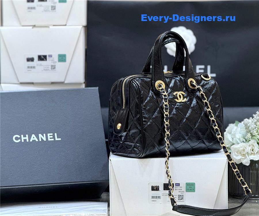 Ch**el black patent suitcase