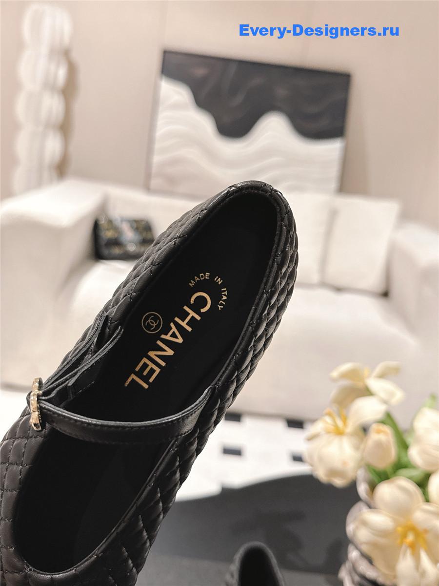 Ch**el black cotton lambskin mary janes