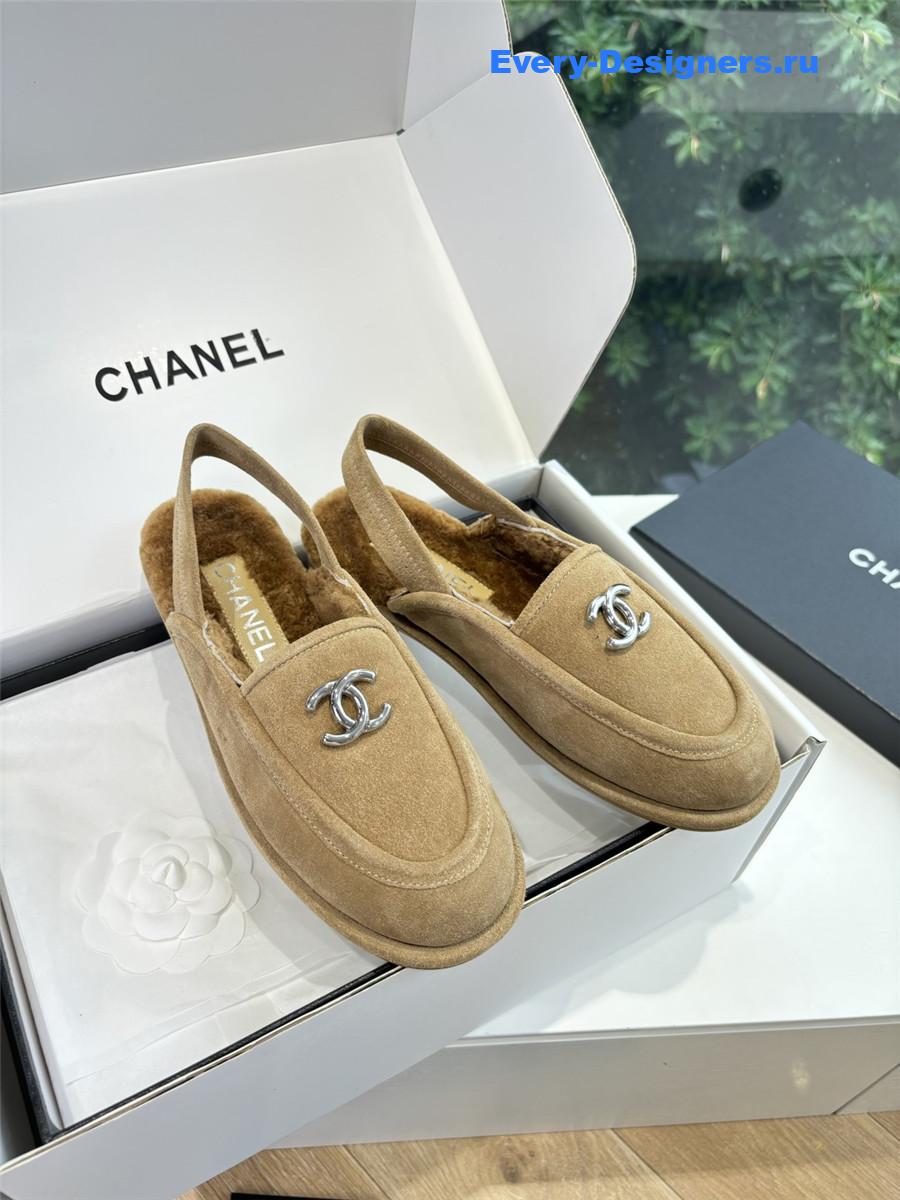 Ch**el mary jane wool cap toe sandals in beige