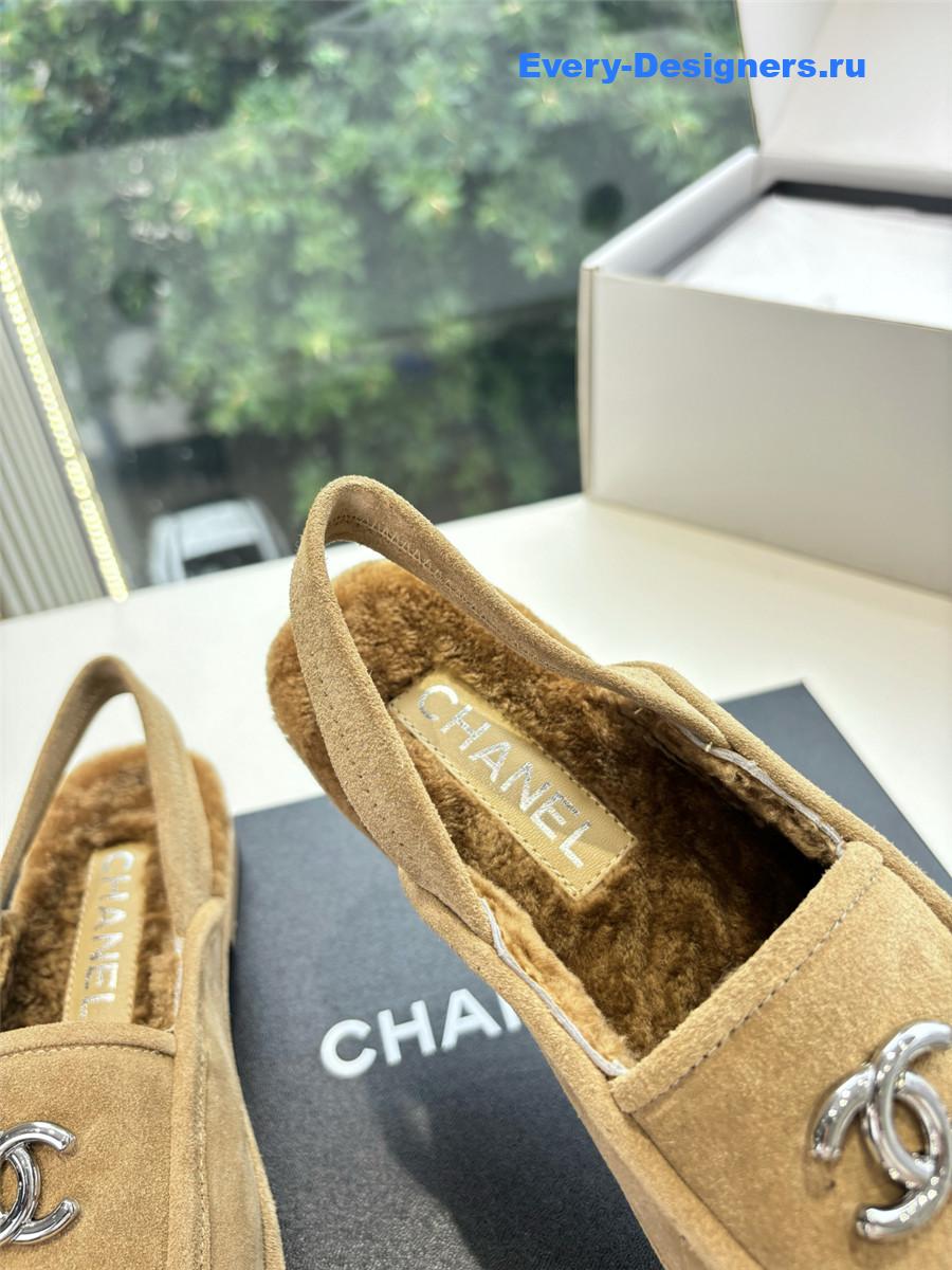 Ch**el mary jane wool cap toe sandals in beige
