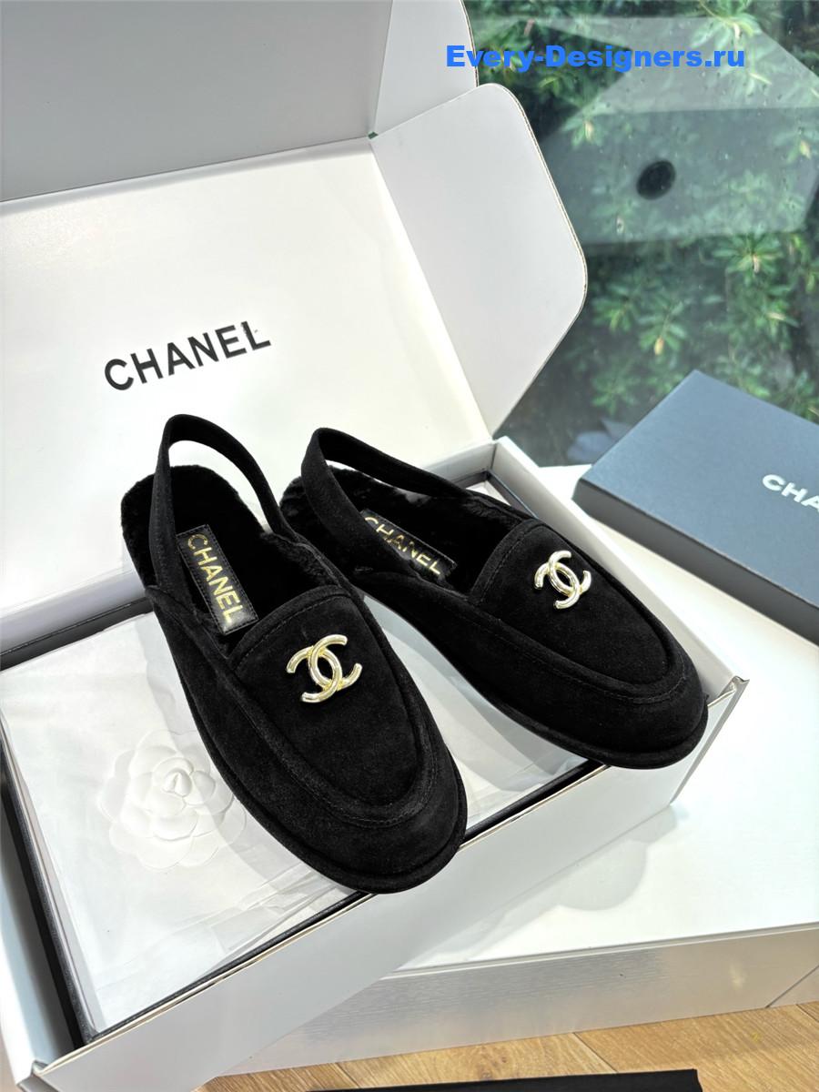 Ch**el mary jane wool cap toe sandals in black