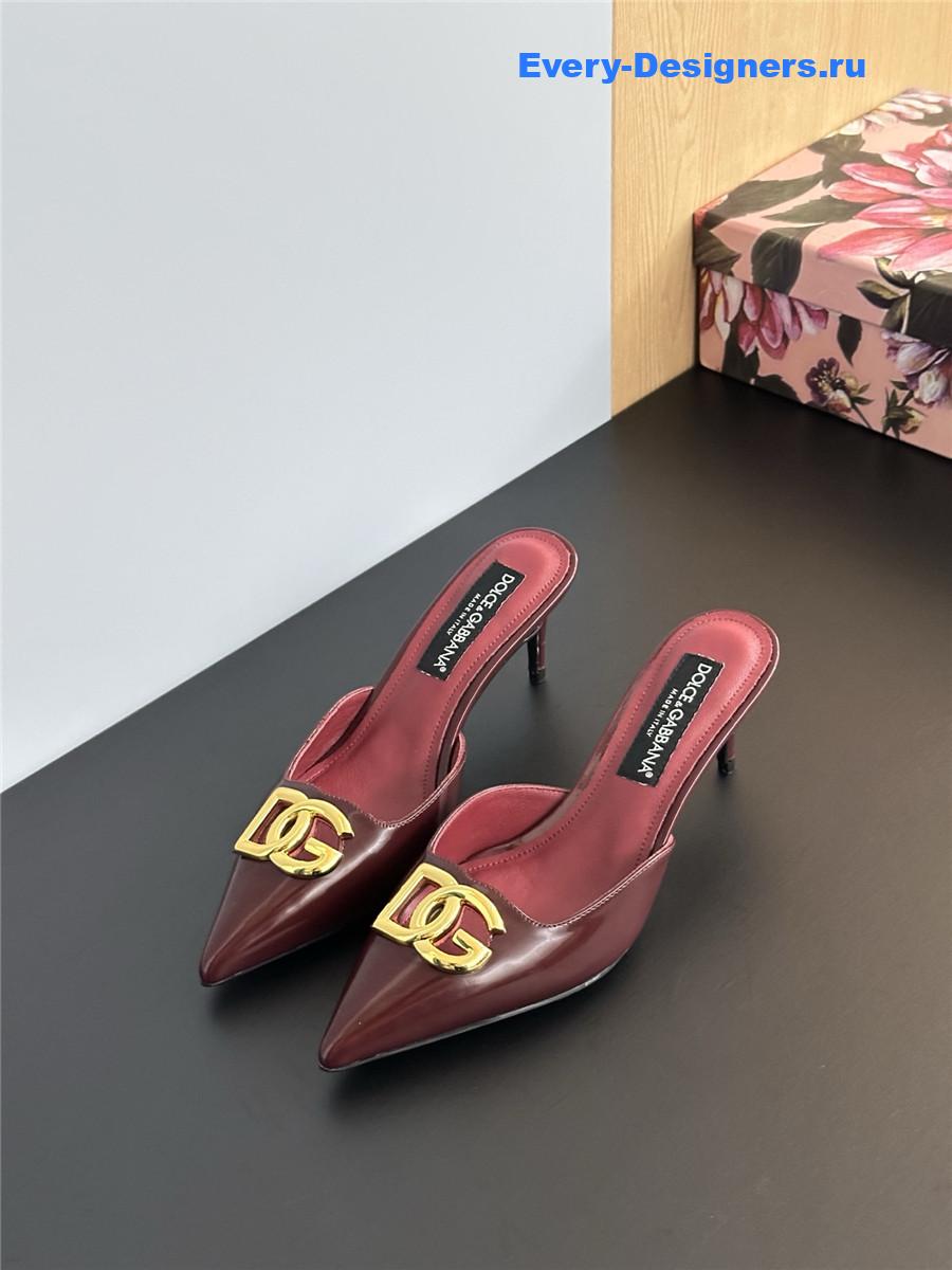 Dolce & Gabbana Burgundy Patent Mules
