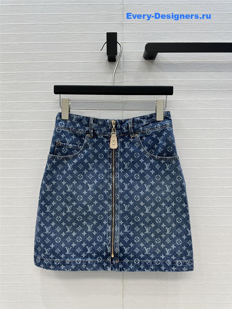 l0vis Vvtt0n blue monogram denim skirt