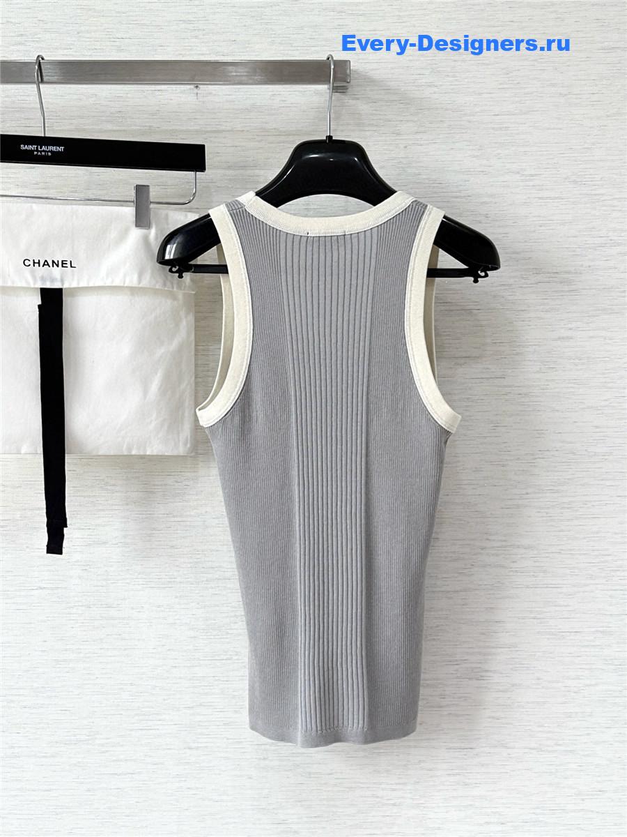 Ch**el grey knit rhinestone vest