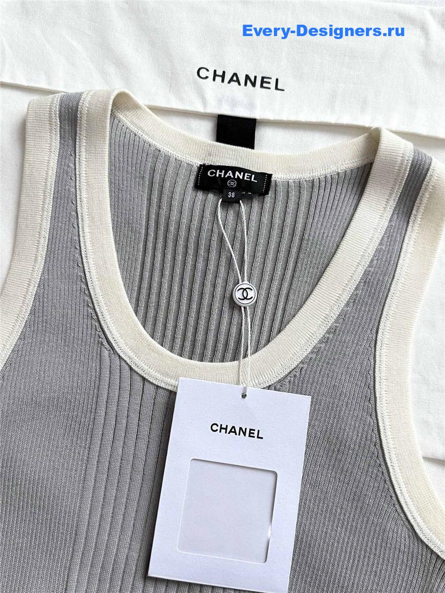 Ch**el grey knit rhinestone vest