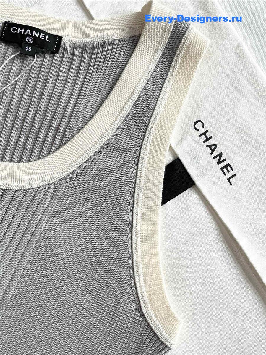 Ch**el grey knit rhinestone vest