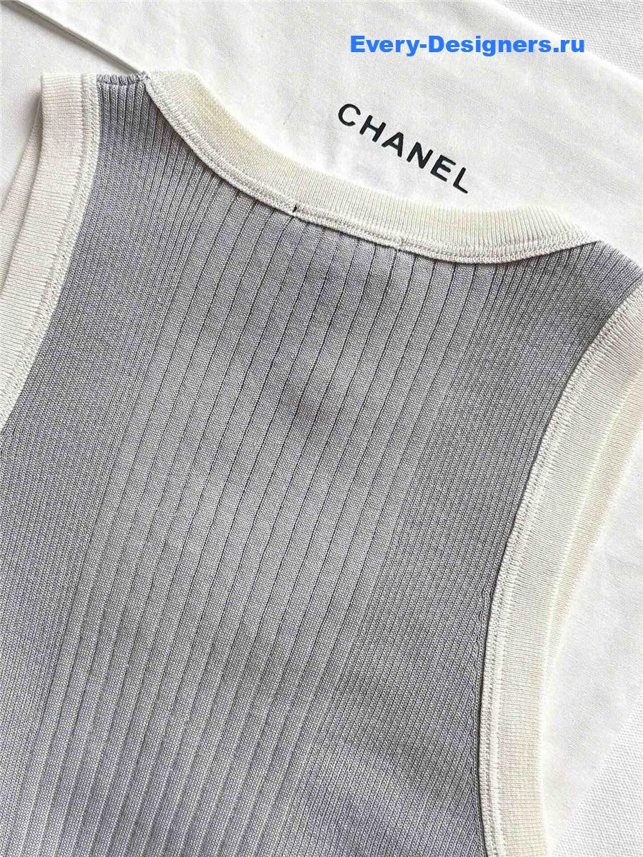 Ch**el grey knit rhinestone vest