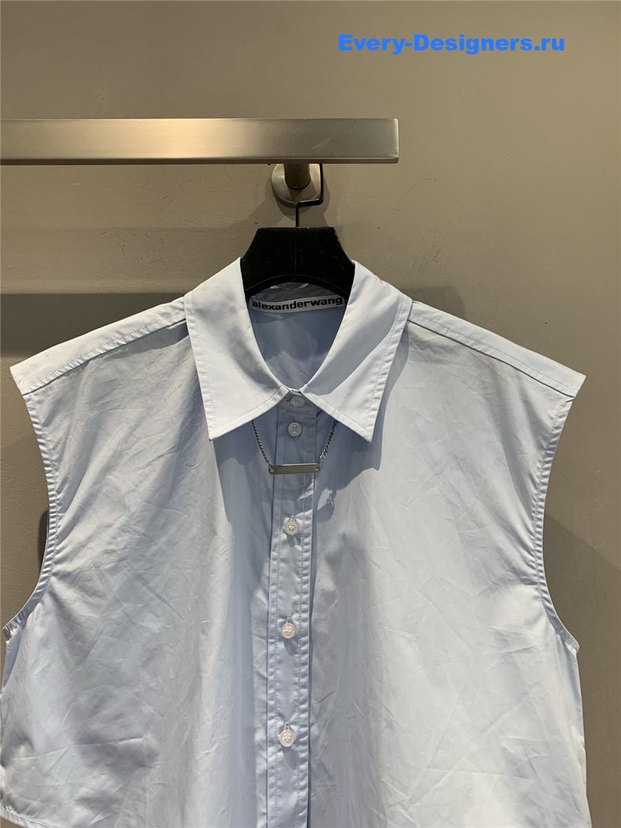 A1exa*der wang light blue rhinestone shirt