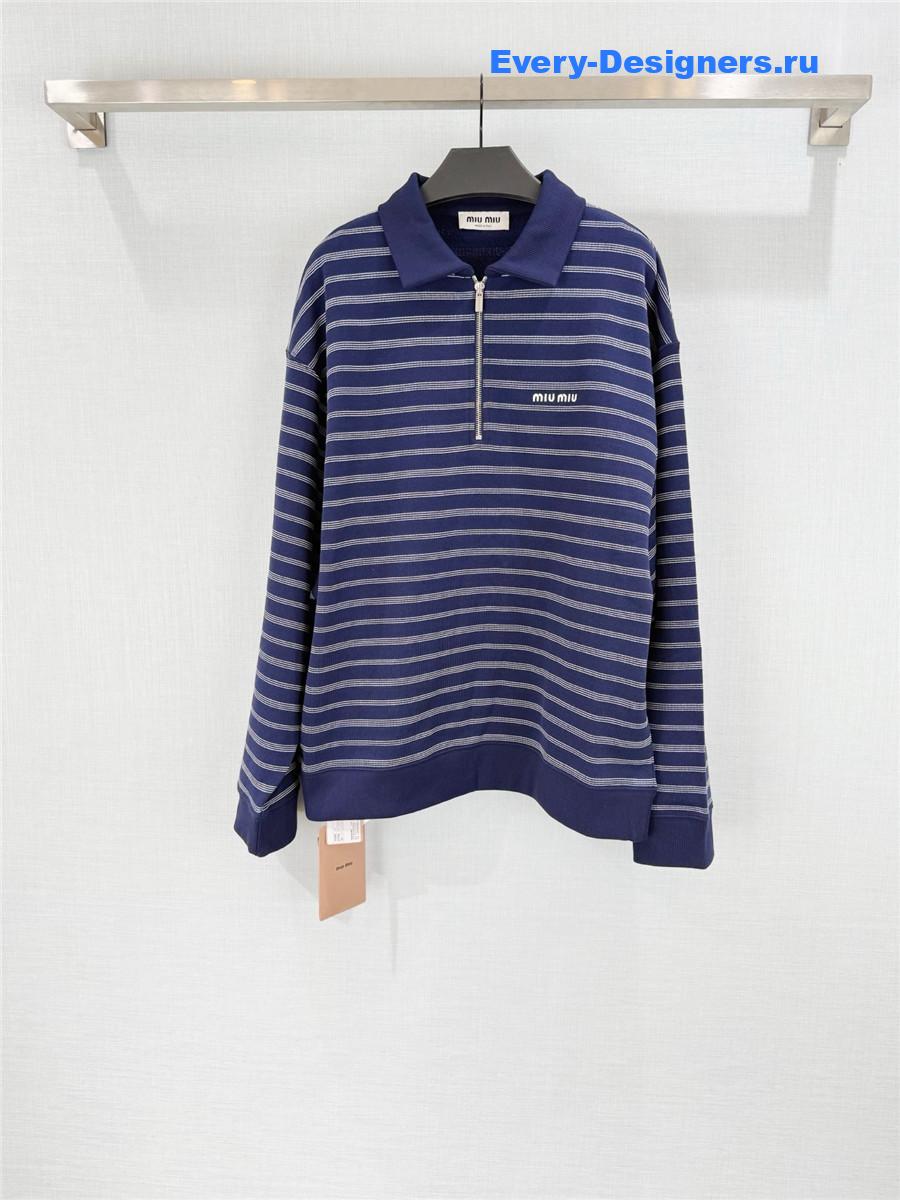 Miu Miu Blue/White Striped Polo