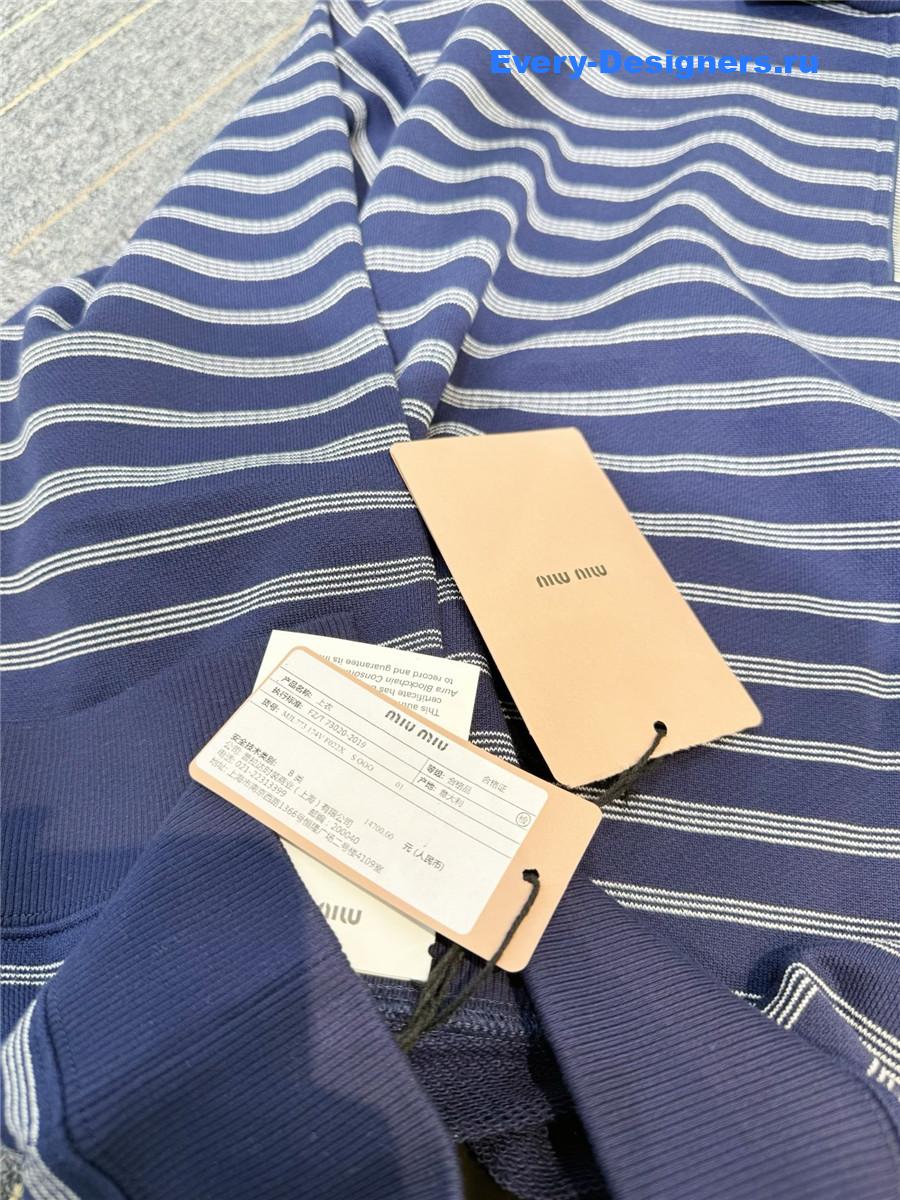 Miu Miu Blue/White Striped Polo
