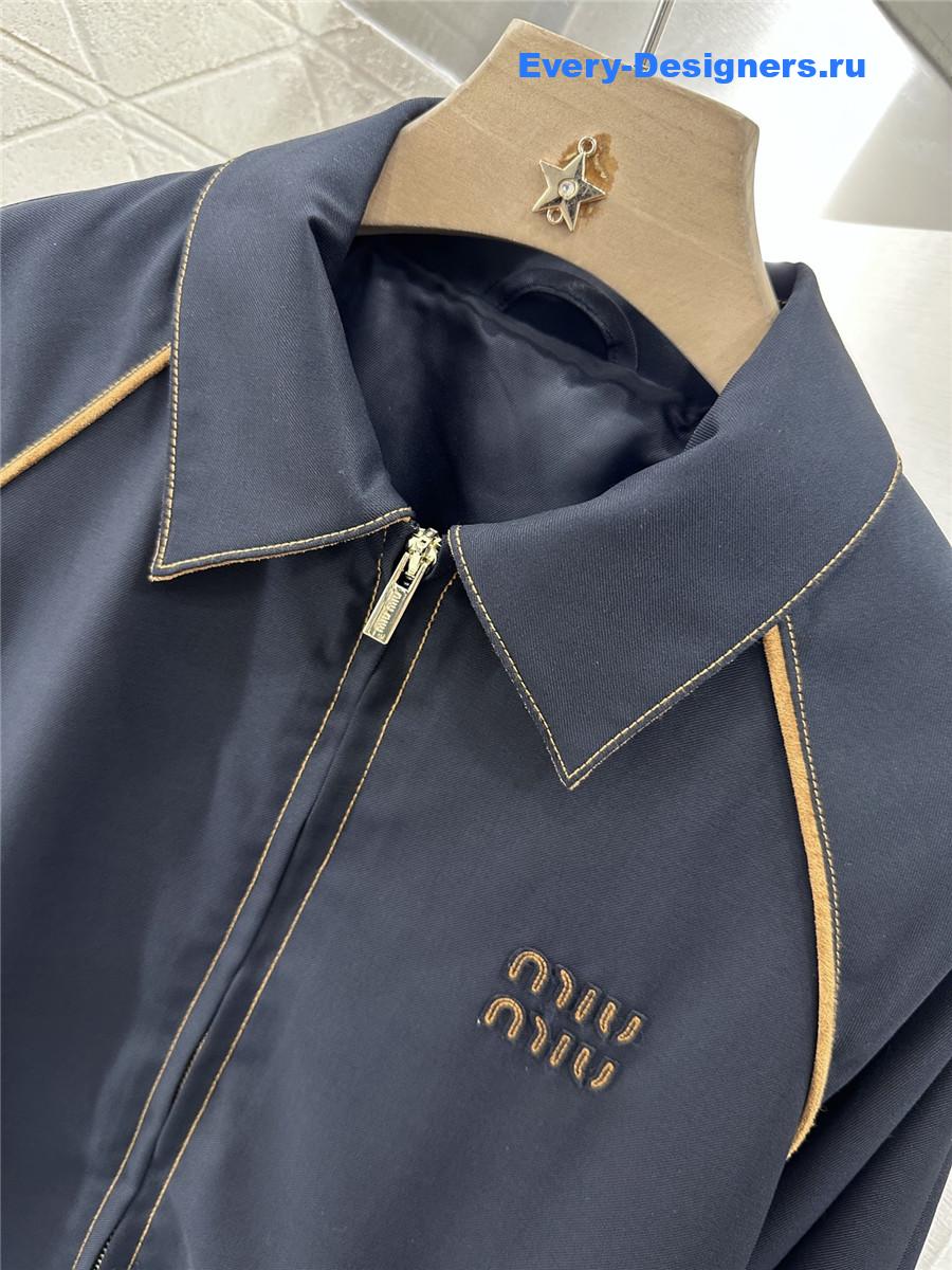 Miu Miu Dark Blue Outline Coat