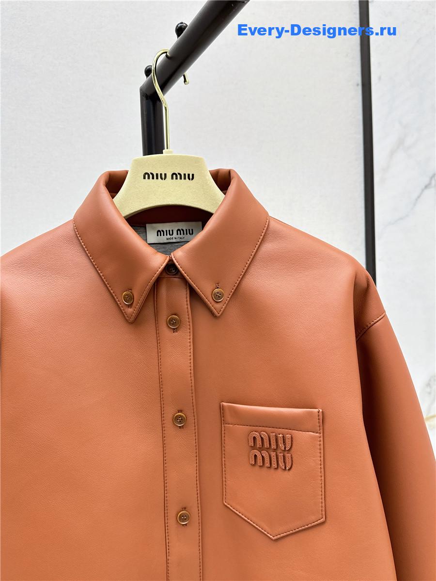 Miu Miu Maple Brown Leather Shirt