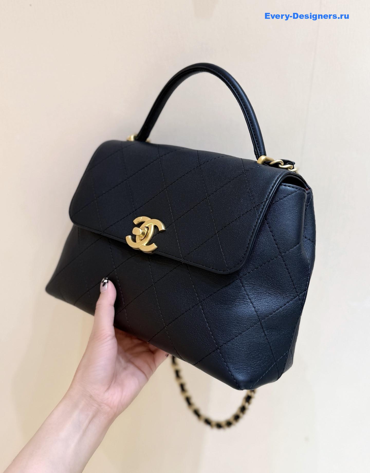Ch**el calfskin top handle flap
