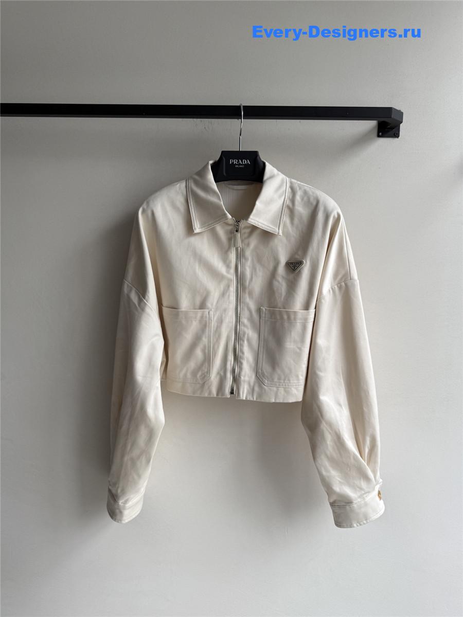 Pra*a white denim blouson jacket
