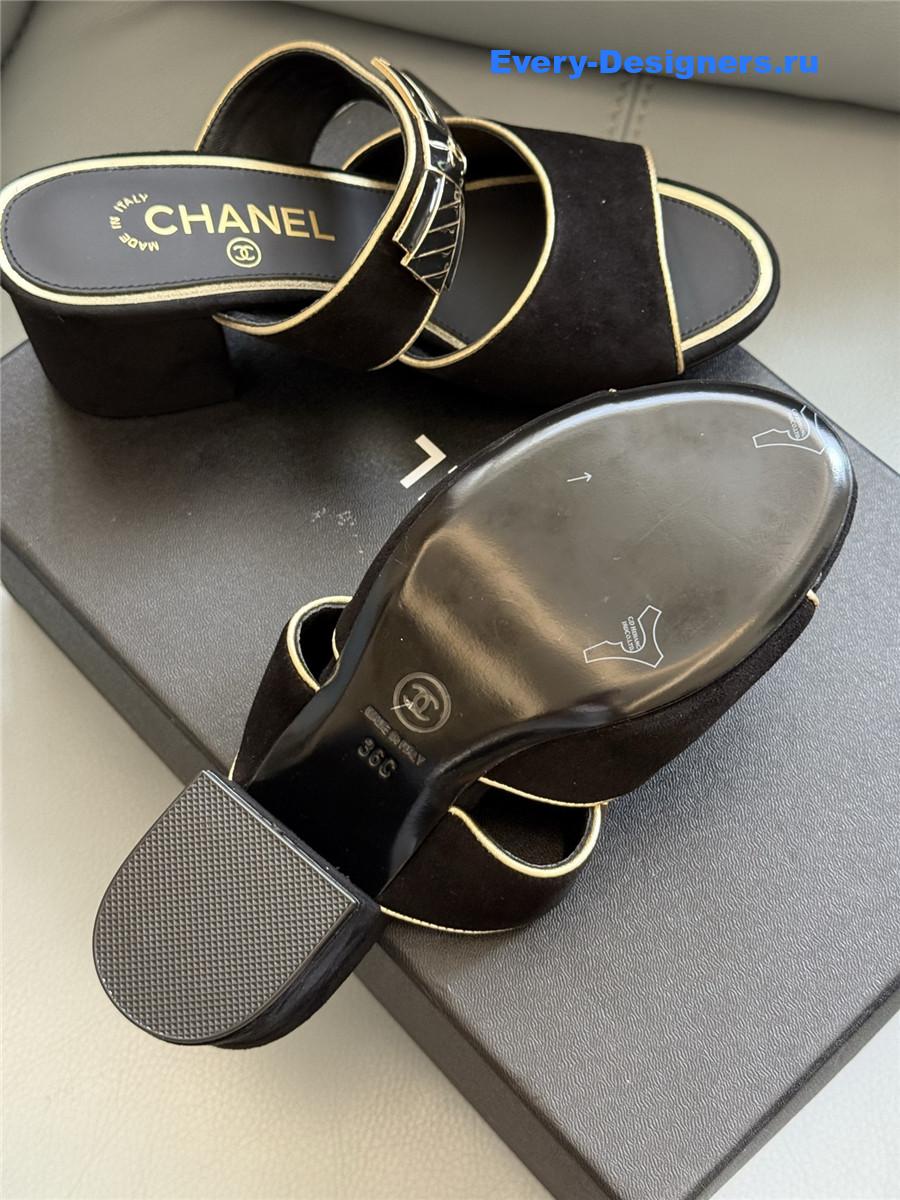 Ch**el black bowknot sandals