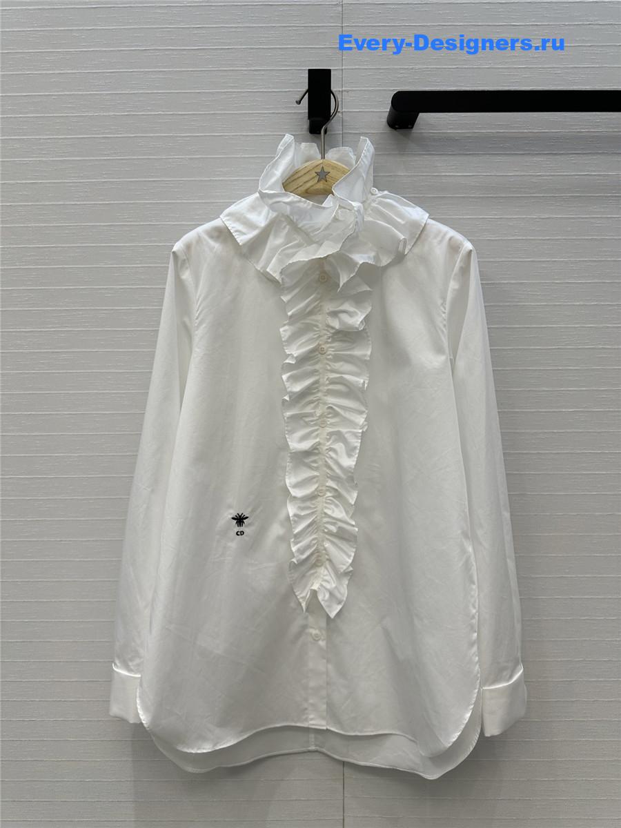D10r white ribbon ruffled shirt