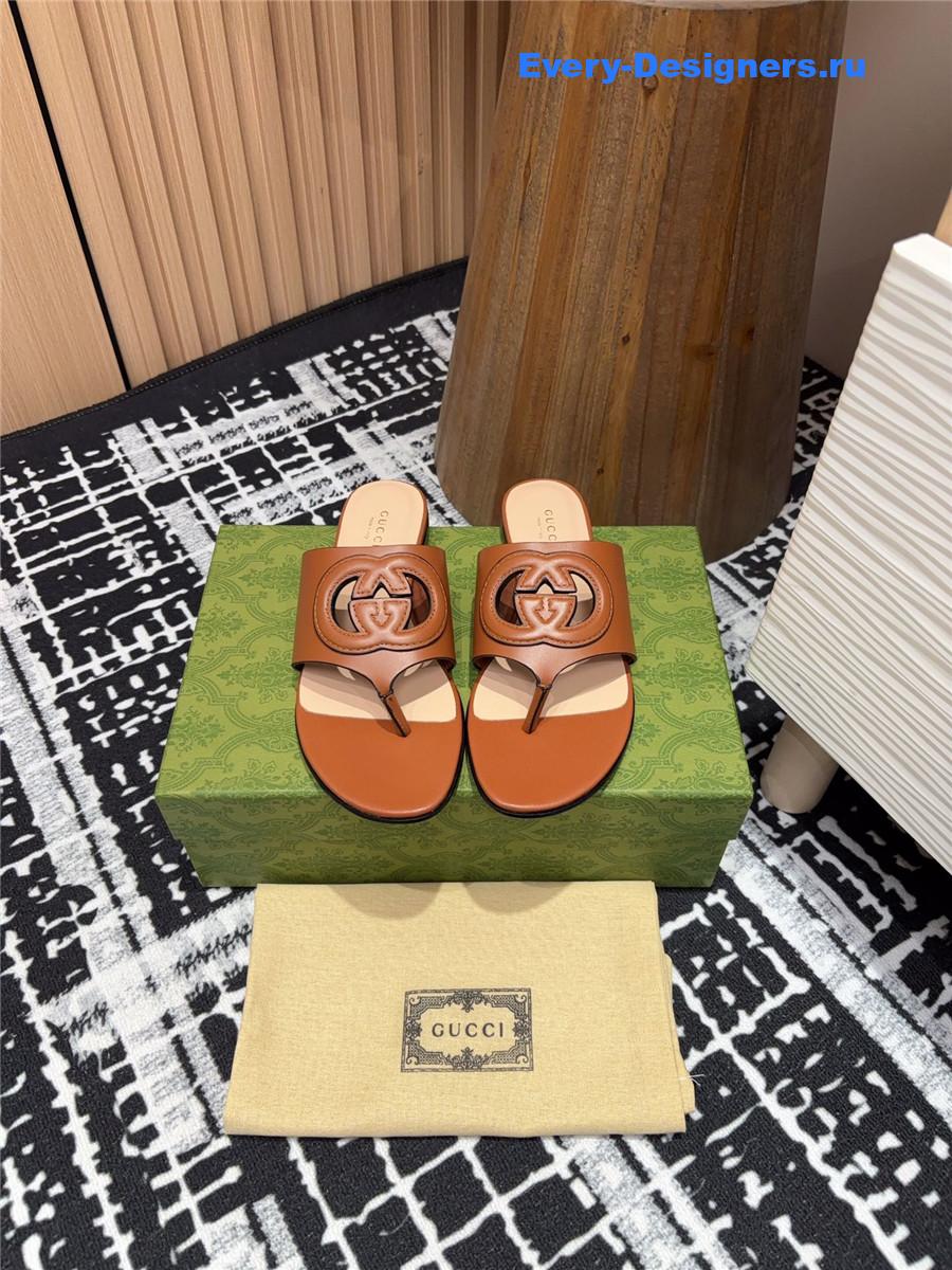 Gvc*1 gg brown leather sandals
