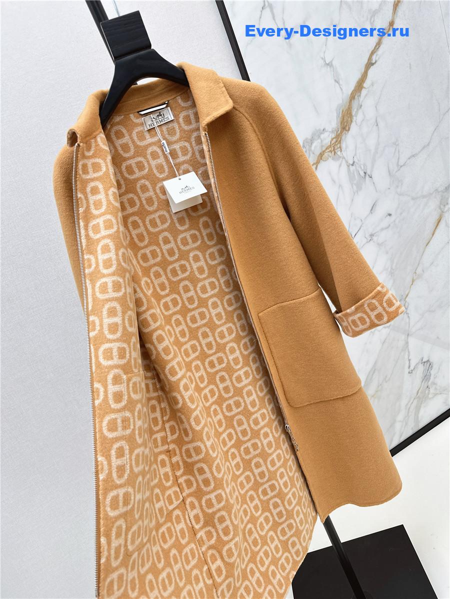 H**me5 double cashmere long coat in brown