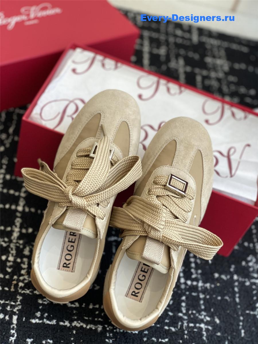 roger u1u1er viv’ low beige suede sneakers