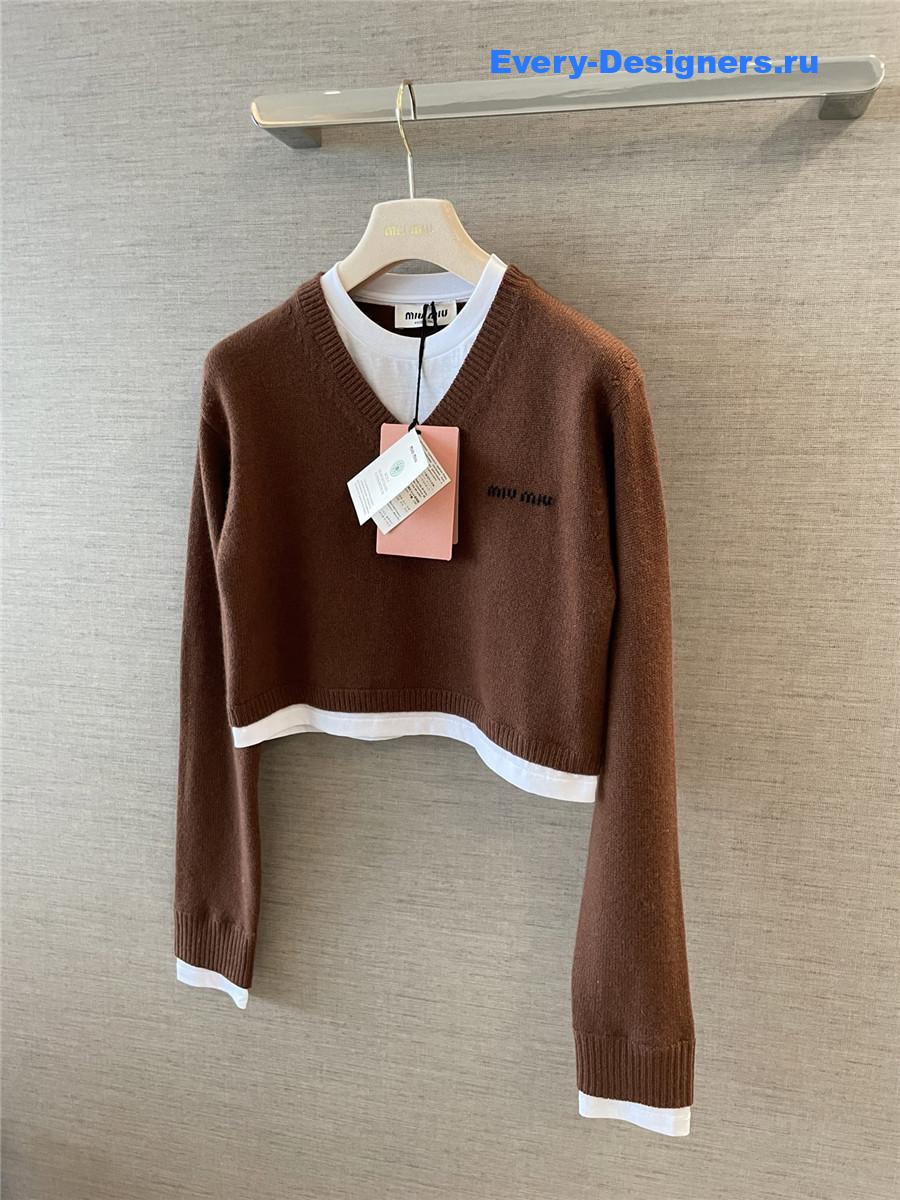 Miu Miu V-Neck Cashmere Crop Sweater