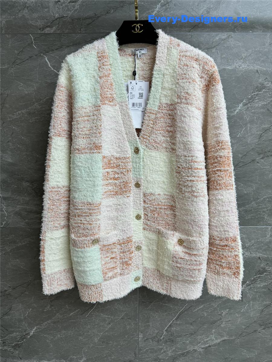 Ch**el macaron gradient plaid cardigan