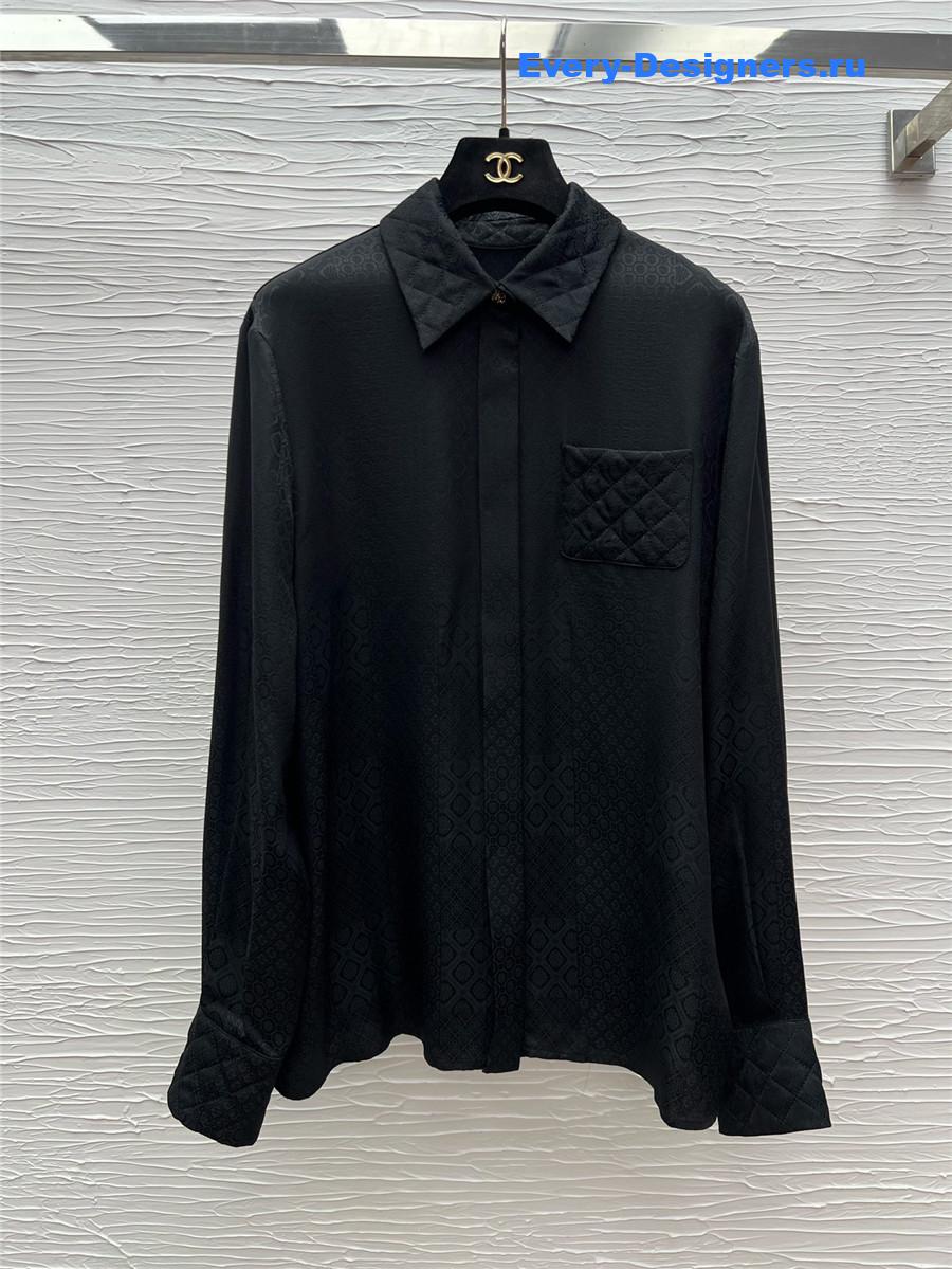 Ch**el flocked black silk shirt