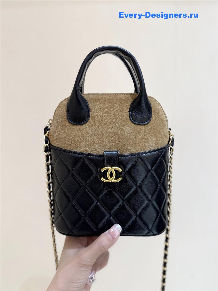 Ch**el beige & black suede small shopping bag
