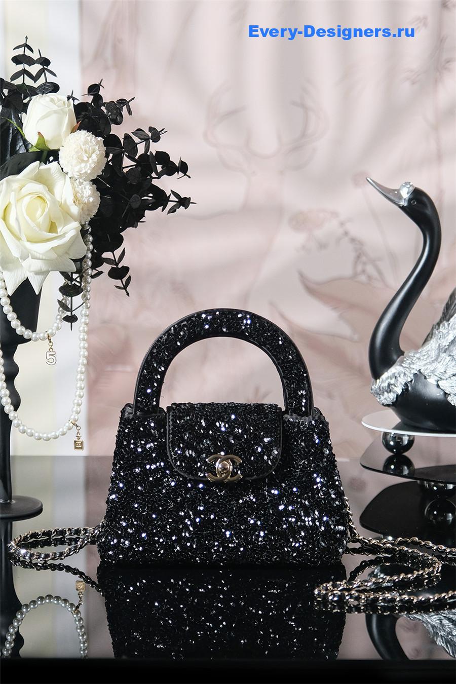 Ch**el black sequins kelly bag