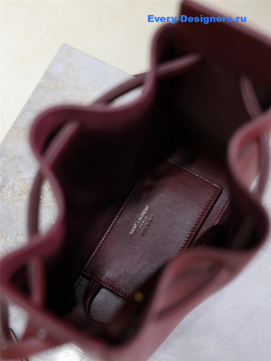 Sa1nt Lau*nt burgundy leather bucket bag