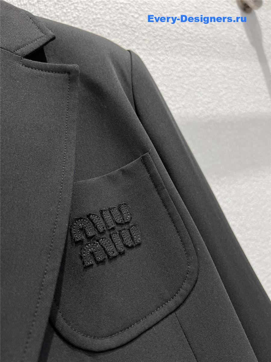 Miu Miu Black Cotton Jersey Jacket Blazer