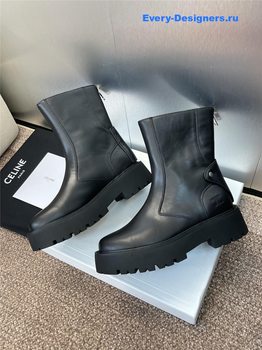Ce1i*e bulky black calfskin boots