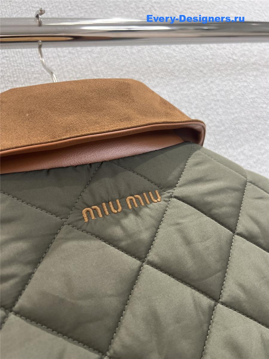 Miu Miu Military Green Quilted Pongé Blouson