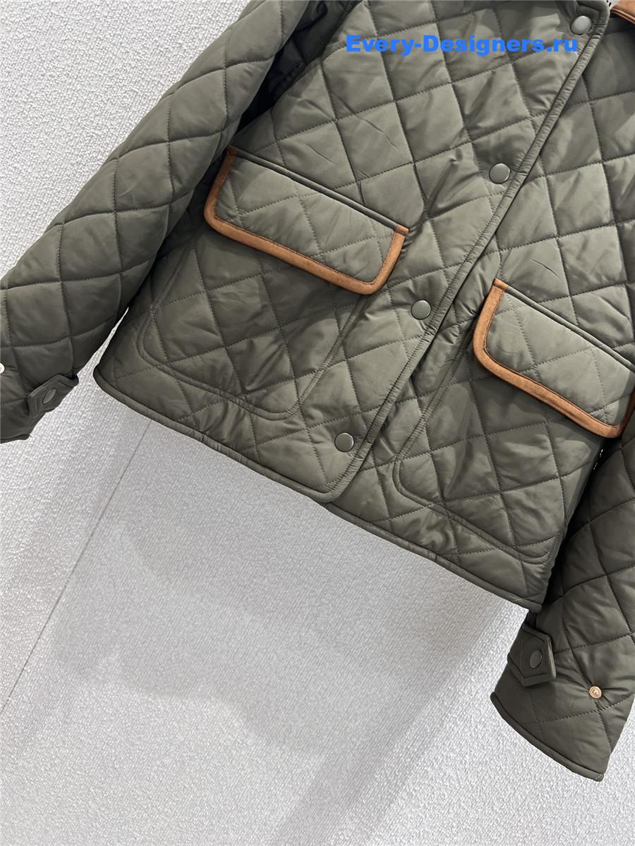 Miu Miu Military Green Quilted Pongé Blouson