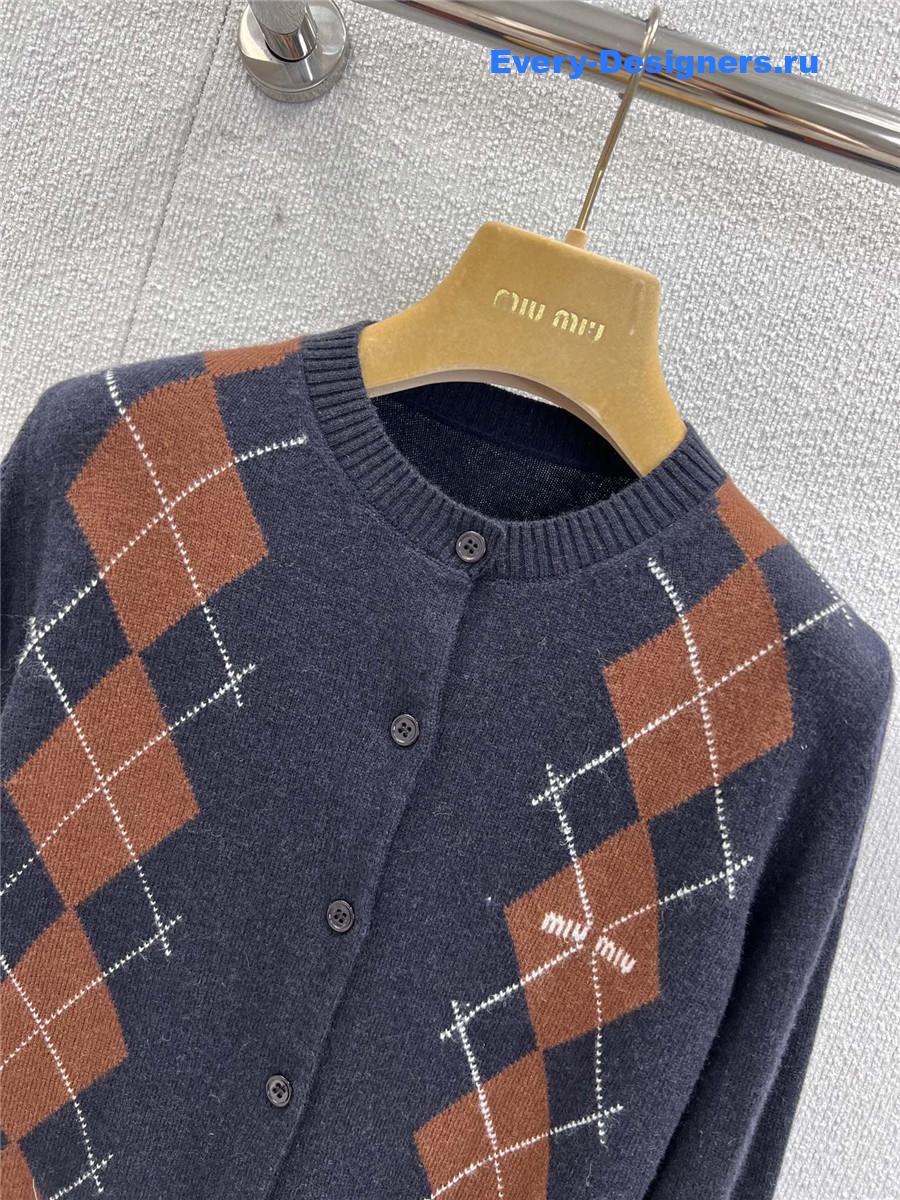 Miu Miu Navy Cashmere Polo Shirt
